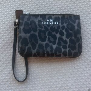Coach Black and Gray Animal Print Wristlet
